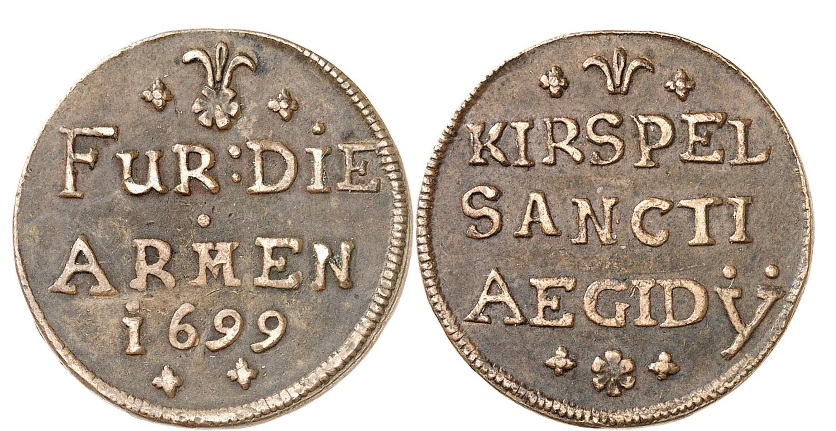 Armenmarke von 1699 des Kirchspiels St. Aegidy, Münster